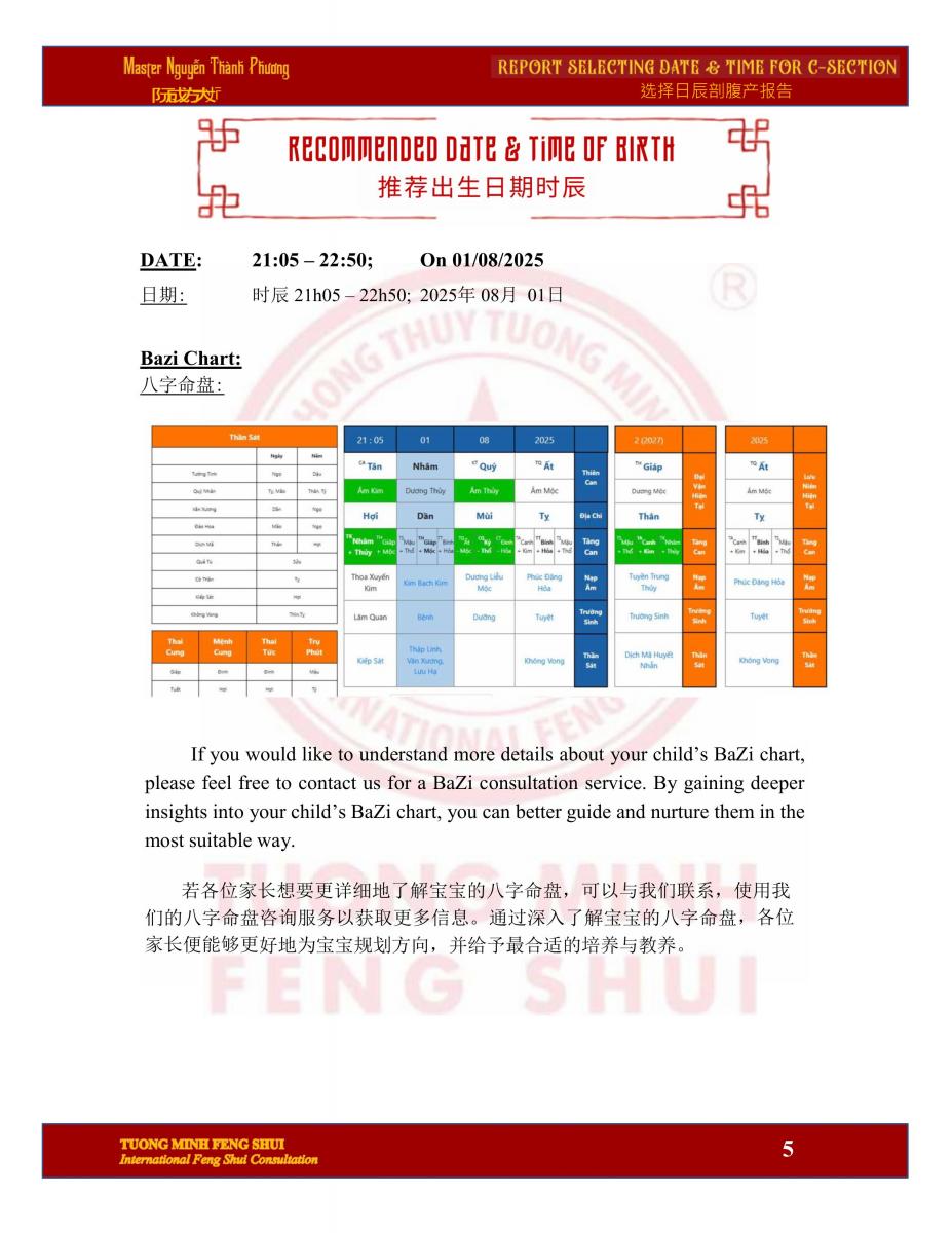 Báo Cáo Chọn Giờ Sinh Mổ Cho Con: Phiên Bản Tiếng Việt - Trung - Anh 