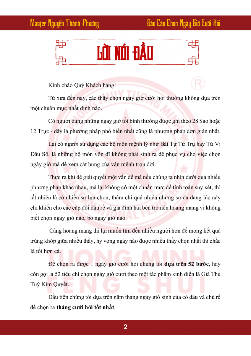 Báo Cáo Chọn Ngày Giờ Cưới Hỏi