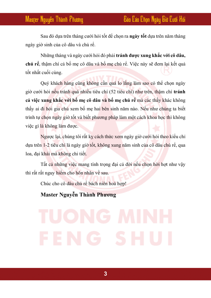 Báo Cáo Chọn Ngày Giờ Cưới Hỏi