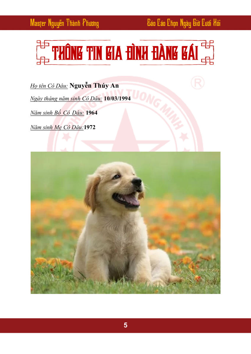 Báo Cáo Chọn Ngày Giờ Cưới Hỏi