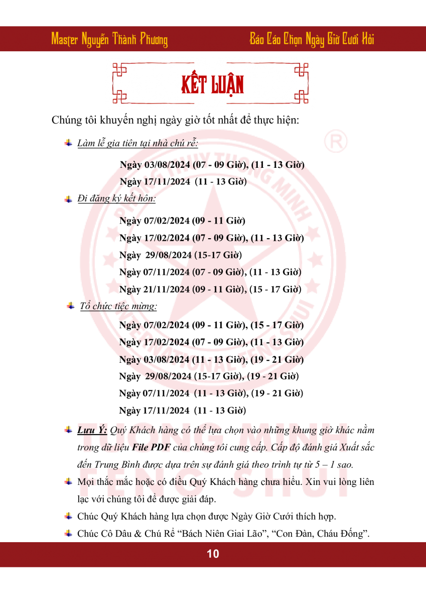 Báo Cáo Chọn Ngày Giờ Cưới Hỏi
