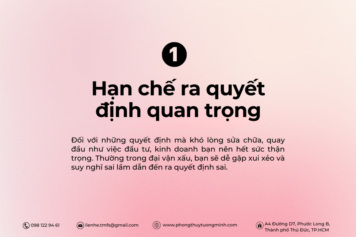 Cần Tránh Làm Gì Trong Đại Vận Lưu Niên Bát Tự Xấu